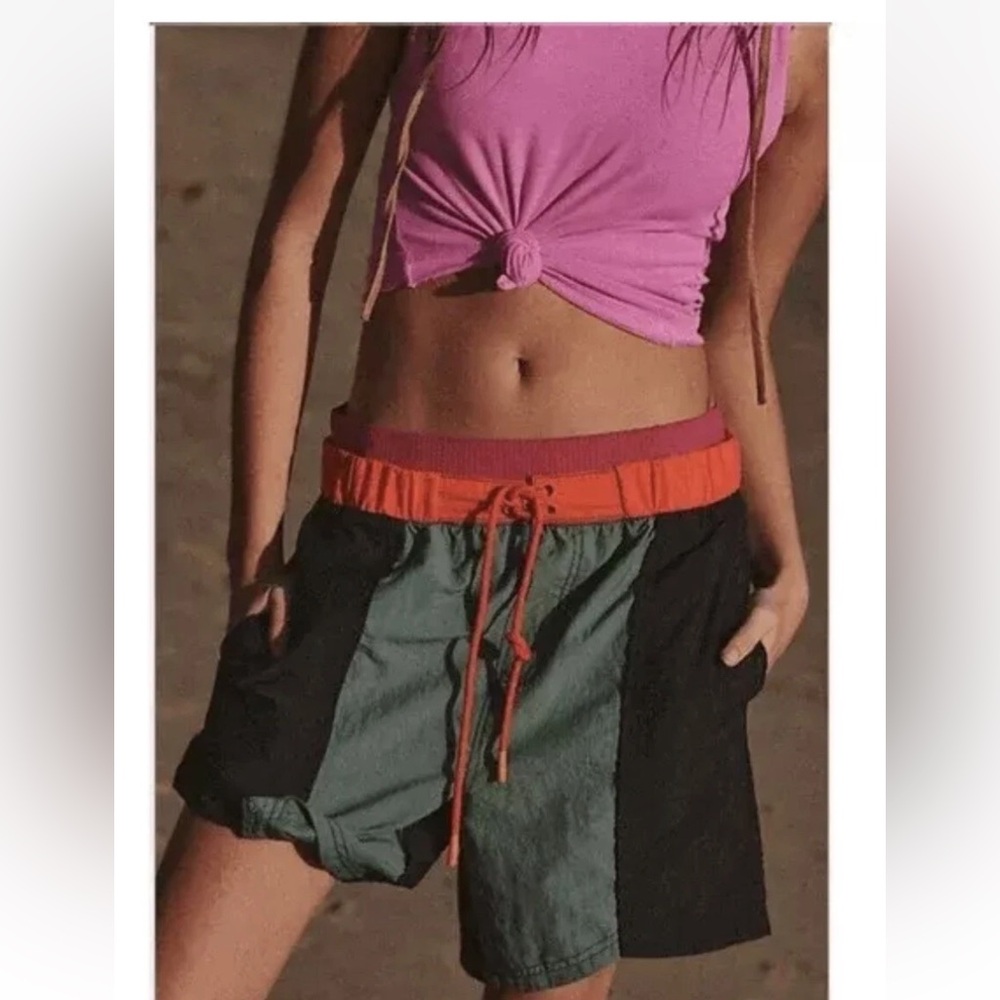 Free People FP Movement Sun Daze Board Shorts Navy Combo Colorblock Size S